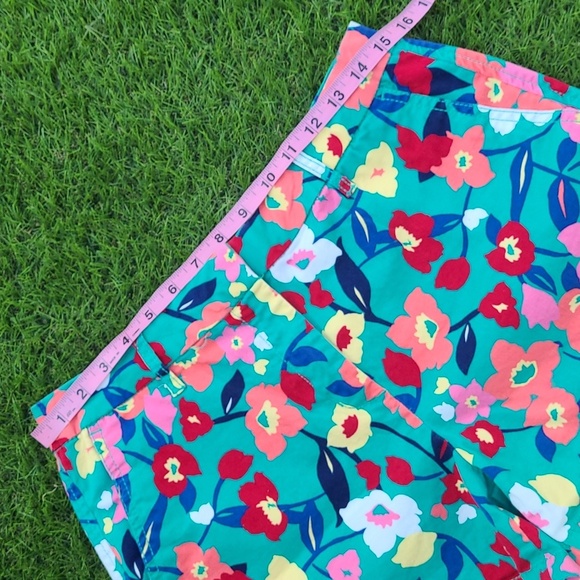 Elle Bright Vibrant Floral Teal Pink Summer Stretch Cotton Shorts Womens Size 8 - Picture 8 of 16